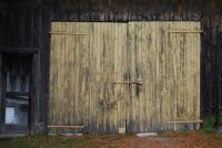 An old garage door made of wood